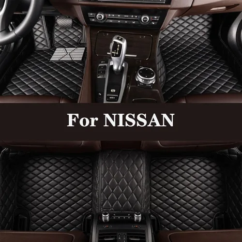 Miniatura 2 de Tapete de cuero para automóvil para Nissans X-Trail T31/T32 Murano Frontier Fuga Note Navara NV 3500 2500 280ZX (color todo negro)