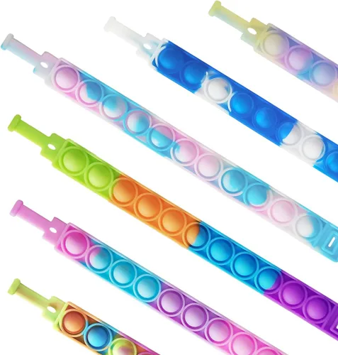 Miniatura 4 de 12 piezas de pulsera de silicona pop llavero de burbujas, juguetes sensoriales de hoyuelos simples a granel, recuerdos de fiesta, premios de aula