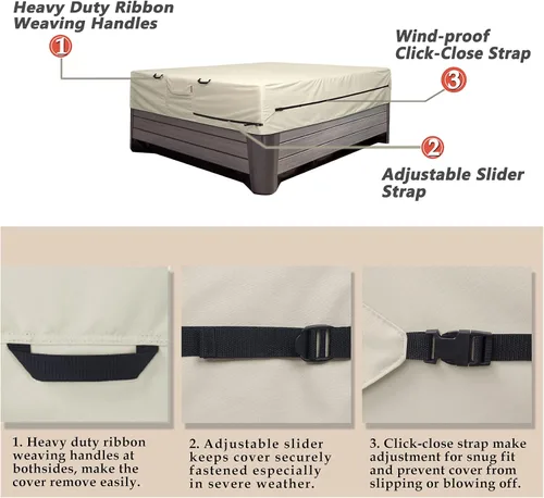 Miniatura 4 de Porch Shield Cubierta impermeable y resistente al desvanecimiento de 600D para bañera de hidromasaje de exterior 80 x 80 pulgadas, protector de SPA