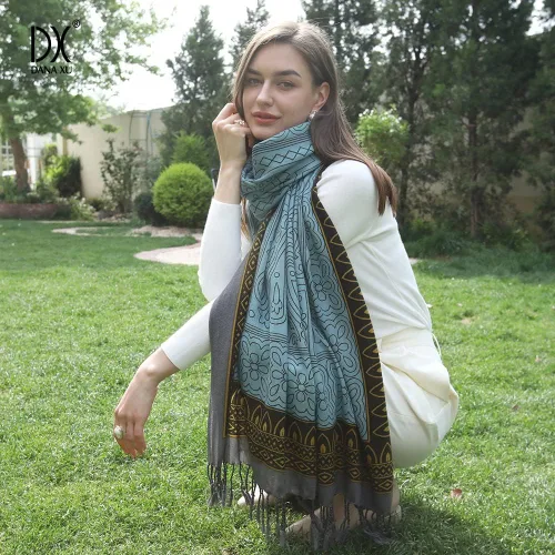 Miniatura 222 de DANA XU Manta de pashmina extragrande 100% de lana merina, bufanda de viaje, bufanda de cachemira para mujer, otoño e invierno, chal de gran