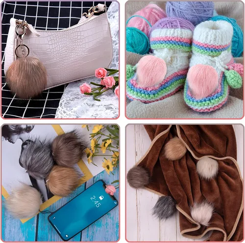 Miniatura 5 de SIQUK - 30 piezas de bolas de pompón de piel sintética esponjosas con lazo elástico para sombreros, gorras, zapatos, bufandas, guantes, bolsos