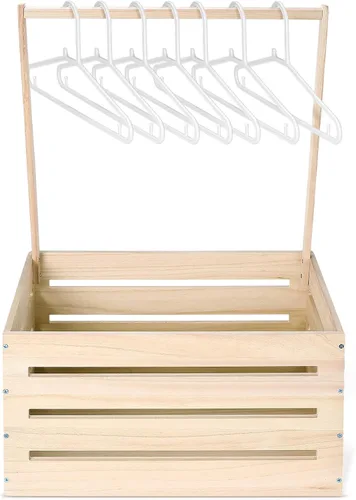 Miniatura 9 de Suzile Caja de madera para baby shower, cesta de madera para regalos con asa, ropa de niño y niña, caja de almacenamiento para revelación de género