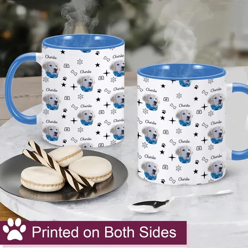 Miniatura 2 de Taza personalizada para perro, divertida taza de café con nombre de foto de mascota, taza de cara de perro de 11 onzas, taza personalizada