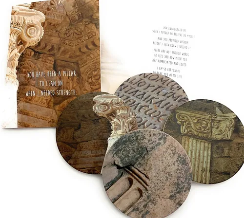 Miniatura 5 de Smiling Wisdom - Mentor - Tarjeta de felicitación de agradecimiento sincero de pilar de fuerza y juego de regalo de recuerdo de posavasos