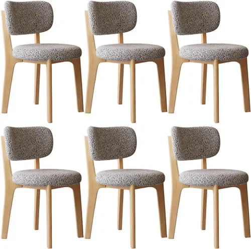 Miniatura 24 de YVYKFZD Solid Wood Dining Chairs, Fabric Dining Room Chair Set of 2/4/6, Upholstered Kitchen Chairs with Curved Backrest, Armless Living Room Chair