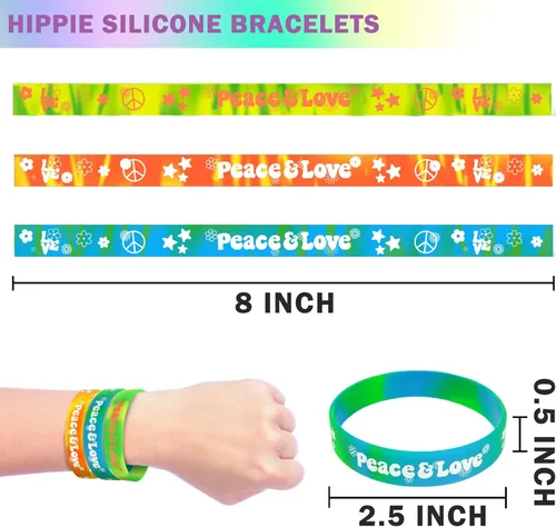 Miniatura 6 de BANBALLON 30 piezas de gafas de sol redondas de estilo hippie con diseño de margaritas y flores, pulseras de silicona para decoraciones de fiesta