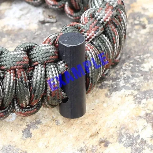 Miniatura 5 de pequeño varilla de hierro para supervivencia, pedernal perforado iniciador de fuego con orificio para pulsera de cordón paracaídas Collar 1 pulgada
