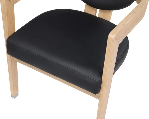 Miniatura 7 de Meridian Furniture 564Black-C Carlyle Collection Modern Silla de comedor contemporánea, acabado natural cepillado de madera maciza, cuero vegano