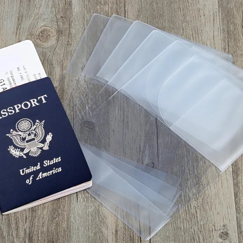 Miniatura 2 de Paquete de 5 fundas protectoras para pasaporte, funda protectora de vinilo de plástico transparente para tarjetas de identificación