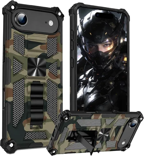 Miniatura 15 de CCSmall Funda de camuflaje para Apple iPhone 14 para hombres, protección resistente a prueba de golpes con función atril para iPhone 14 MC verde