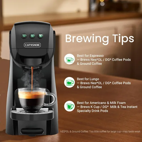 Miniatura 4 de Warriors1 - Cafetera de una sola porción para Keurig K Cup, máquina de café espresso para Nespresso Original, cápsulas Dolce Gusto, café molido