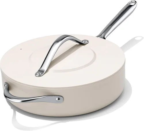 Miniatura 13 de CookinCraze Sartén Salteadora Antiadherente de Cerámica con Tapa (4.5 qt, 11") Sartén Profunda para Freír para Todas las Estufas Sartén No Tóxica