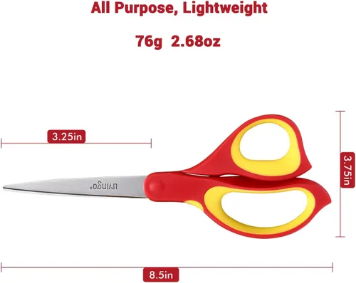 Miniatura 2 de LIVINGO Tijeras para zurdos multiusos, paquete de 3 tijeras afiladas de acero inoxidable de 8.5 pulgadas para adultos, para escuela, oficina, hogar