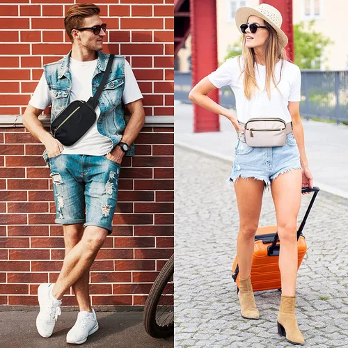 Miniatura 2 de Riñoneras para mujeres y hombres, a la moda, de talla grande, para niñas y niños, con 5 bolsillos, cinturón ajustable, linda bolsa de cadera