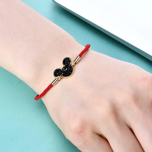 Miniatura 3 de Pulsera de la suerte de Mickey para mujer, chapado en oro, plata, ajustable, regalo de joyería hecha a mano