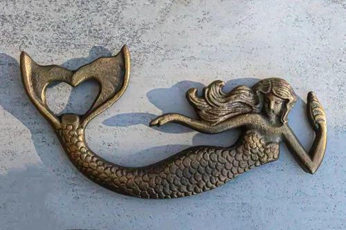 Miniatura 8 de Ebros Gift Rústico Vintage Hierro Fundido Metal Bronce Náutico Costero Sirena Sirena Sirena Mano Soda Cerveza Botella Tapa Abridor Como Sirenas Bajo
