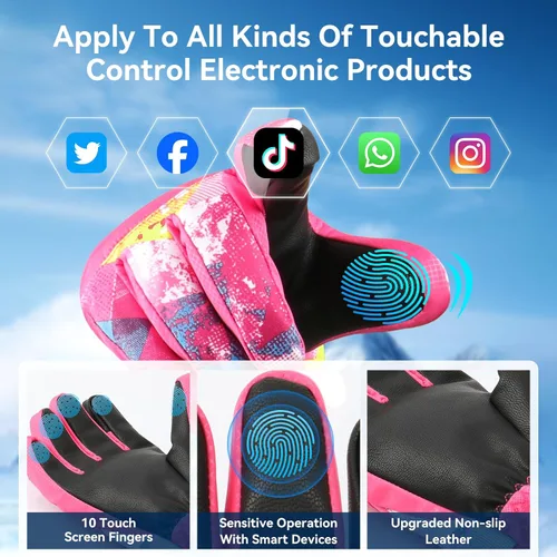 Miniatura 3 de Guantes para clima frío, guantes de esquí, guantes de nieve, guantes de invierno impermeables, hombres y mujeres, para padres e hijos