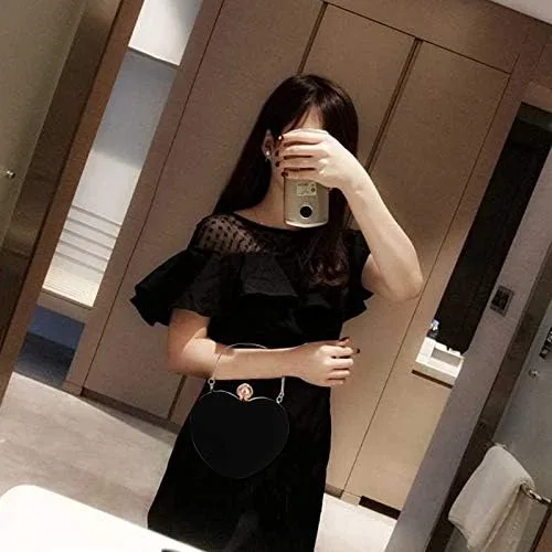 Miniatura 3 de Bolso de mano en forma de corazón para mujer, bolso de hombro de terciopelo, bolsos de noche