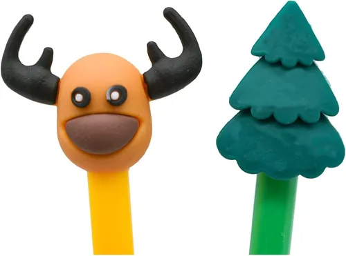 Miniatura 8 de 12 bolígrafos de Navidad con diseño de ciervo de la suerte, alce, Papá Noel, árbol de Navidad, Navidad, relleno de calcetines, bolígrafos