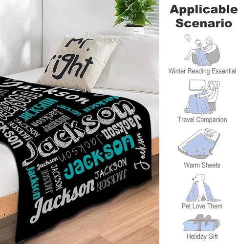 Miniatura 5 de Manta personalizada con texto del nombre, mantas de franela personalizadas para bebés, adultos y niños, regalo de cumpleaños, día de San Valentín