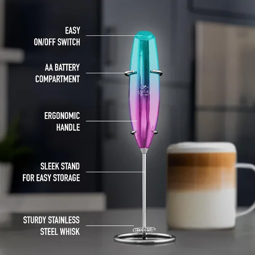 Miniatura 175 de Zulay Milk Boss Espumador de leche potente manual, hace espuma para latte, batidor para mezclar bebidas, café, miniespumador para capuchino, frappé