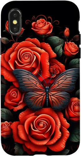 Miniatura 5 de Cute Butterfly Red Floral Flower Butterfly Rose Case for iPhone 17
