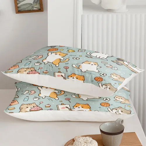 Miniatura 4 de AILONEN Hobby Cat Twin Duvet Cover Set 3 Piece, Blue Sports Art Bedding Pack, Cupcake Ball Microfiber Shell, 2 Pillowcases