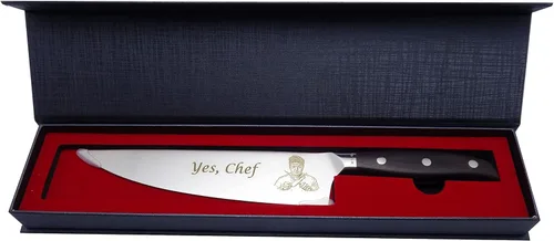Miniatura 8 de Cuchillo de chef personalizado, cuchillo de chef personalizado de 8 pulgadas, foto grabada, logotipo o ilustración, acero alemán 1.4116, cocina