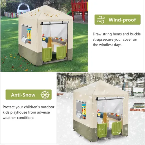 Miniatura 4 de Funda para casa de juegos para niños al aire libre, cubiertas de casa de juegos resistentes e impermeables de 600D, 142 cm de ancho x 142 cm