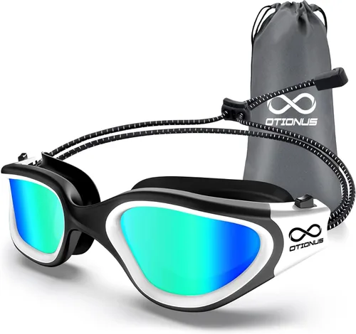 Gafas de Natación, Gafas de Natación Polarizadas para Adultos con Correa Elástica Sin Tirones de Cabello Antivaho Gafas de Piscina para Hombres y