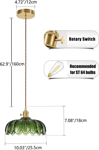 Miniatura 8 de XZHGCEE Lámparas colgantes vintage: luces colgantes de cristal isla de cocina, luz colgante verde, lámpara colgante moderna lámpara colgante de luz