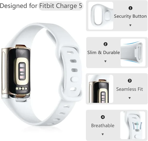 Miniatura 2 de GEAK Paquete de 4 correas delgadas compatibles con correas Fitbit Charge 5/6 para mujeres y hombres, pulseras de repuesto deportivas de silicona