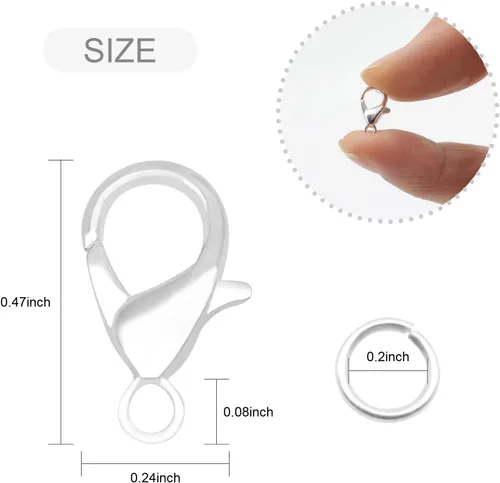 Miniatura 2 de FENGWANGLI Cierre de collar para hacer joyas, 300 piezas de cierres pequeños de langosta y anillos de salto para hacer joyas, pulseras y llaveros