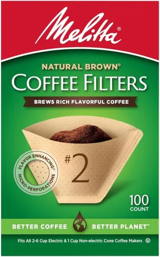 Miniatura 10 de Melitta - Filtros cónicos para café número 2, marrón natural, 100 unidades - Se adaptan a todas las cafeteras de cono de 2-6 tazas y cafeteras