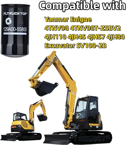 Miniatura 2 de 129A00-55800 Filtro de combustible compatible con Yanmar Enigne 4TNV98 4TNV98T-ZSBV2 4JH110 4JH45 4JH57 4JH80 Excavator SV100-2B