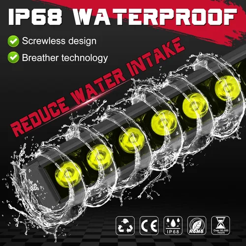 Miniatura 5 de OFFROADTOWN 8inch 120W 2pcs LED Light Bar Amber Single Row Fog Lights LED Pods Slim Offroad Driving Lights Yellow Spot Bumper Light with Wiring