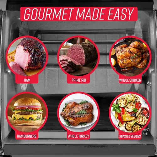 Miniatura 6 de Ronco Showtime Asador y horno de barbacoa de gran capacidad, edición moderna, controles de interruptor simples, amarre de puerta de silicona