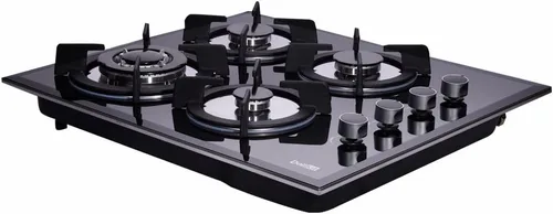 Miniatura 2 de Deli-kit® Placa de cocina de gas de 24 pulgadas Doble combustible sellado 4 quemadores Placa de cocina de gas de vidrio templado DK145-A01S Cocina