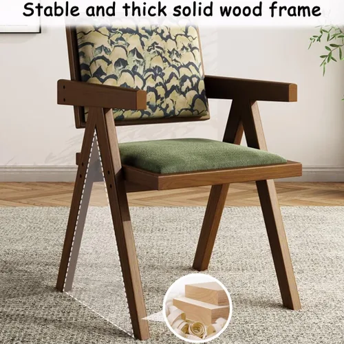 Miniatura 4 de YVYKFZD Juego de sillas de comedor de madera maciza, sillas de cocina sin brazos, silla de comedor tapizada con respaldo, sillón de terciopelo