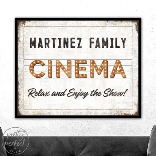 Miniatura 7 de Pretty Perfect Studio Letrero de cine personalizado para cine en casa, noche de cine familiar, sala de juegos multimedia, 8 x 10 pulgadas D. Cine