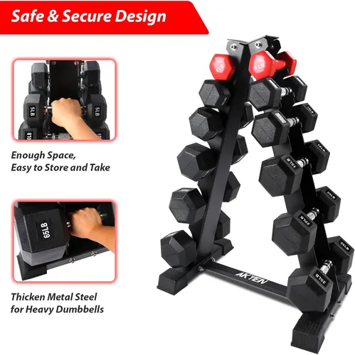 Miniatura 4 de Soporte para mancuernas solamente, soporte de pesas para mancuernas, marco en A, compacto para gimnasio en casa, ahorro de espacio