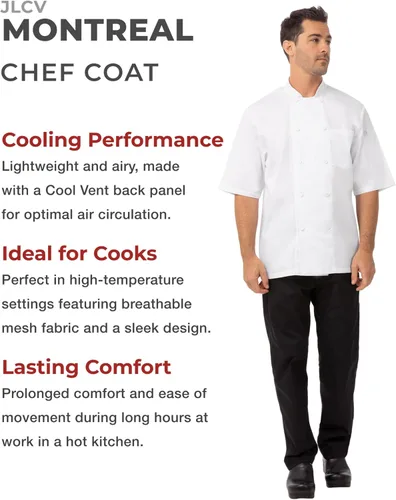 Miniatura 3 de Chef Works Abrigo de chef Montreal Cool Vent para hombre