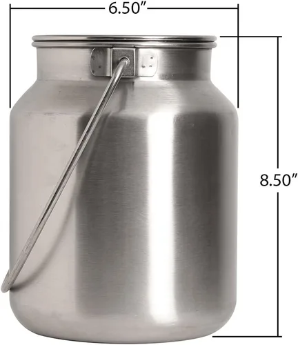 Miniatura 3 de Lindy's Jarra de leche sin costuras de acero inoxidable de 1 galón, lata de leche, cubo de leche, recipiente de almacenamiento de líquido antifugas