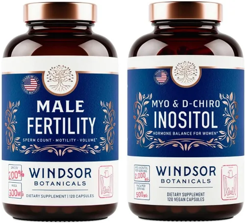WINDSOR BOTANICALS Suplemento de fertilidad masculina e inositol Paquete de apoyo para la fertilidad y el embarazo