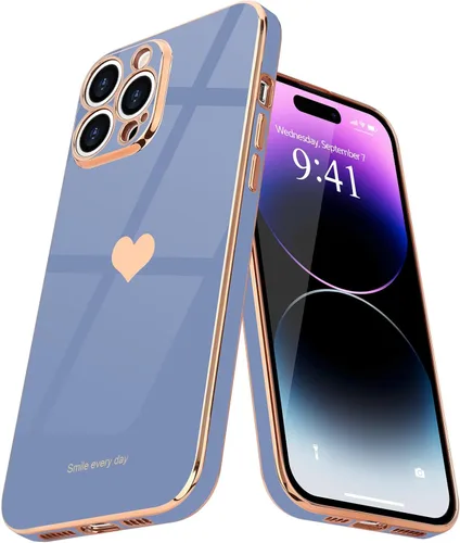 Miniatura 21 de Teageo Funda para iPhone 14 Pro para mujeres y niñas, lindo corazón de amor, chapado de lujo, cubierta trasera suave, protección completa de la Negro