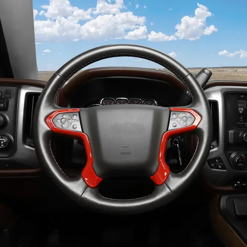 Miniatura 7 de RT-TCZ Para Chevy Silverado - Panel de volante rojo para Chevrolet Silverado/Suburban/Tahoe 2014-2018 para GMC Sierra/Yukon 2014-2018, accesorios