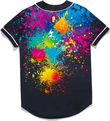 Miniatura 2 de Camisa de camuflaje para mujer, camiseta de béisbol Bel Air de los años 90, camiseta de manga corta con botones para club y pub