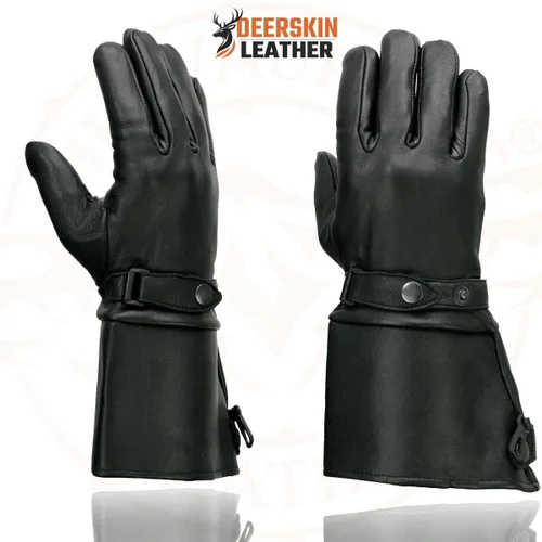 Miniatura 3 de Milwaukee Leather SH857 Guantes de motocicleta con forro térmico para hombre, piel de ciervo de Estados Unidos, color negro