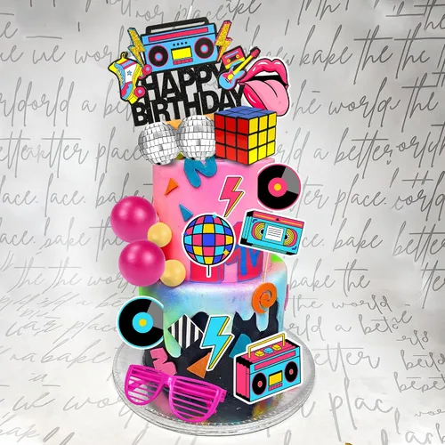 Miniatura 4 de 20 PIEZAS Decoraciones de Tarta de los 80 y 90 con temática de Hip Hop Retro para nacidos en la década de los 80 y 90 Decoraciones de recuerdo