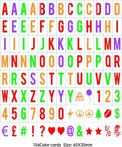 Miniatura 2 de Juego de letras de caja de luz cinematográfica de alta calidad, 293 piezas (104 negros + 104 multicolor + 85 iconos) – Nueva edición de plástico A4